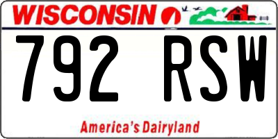 WI license plate 792RSW