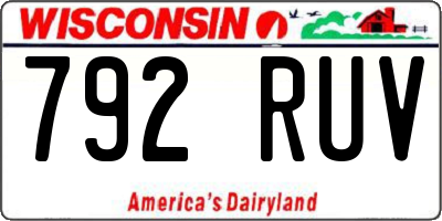 WI license plate 792RUV