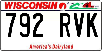 WI license plate 792RVK