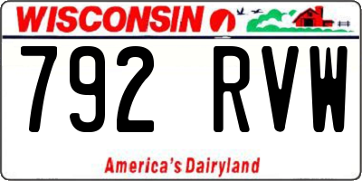 WI license plate 792RVW