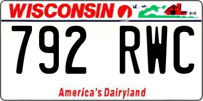 WI license plate 792RWC