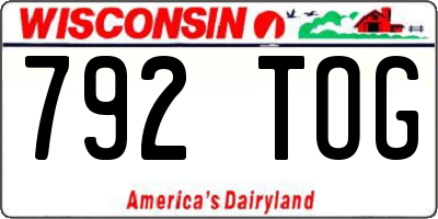 WI license plate 792TOG