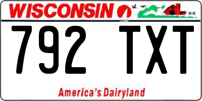 WI license plate 792TXT