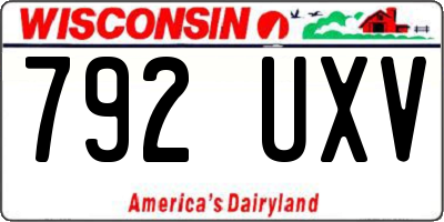 WI license plate 792UXV