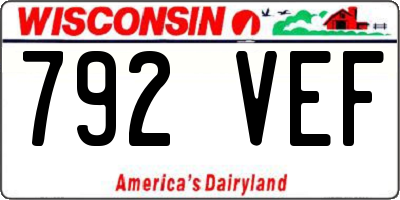 WI license plate 792VEF