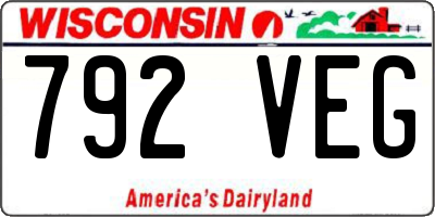 WI license plate 792VEG