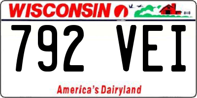 WI license plate 792VEI