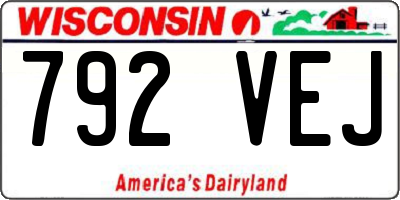 WI license plate 792VEJ