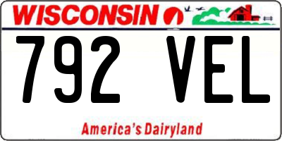 WI license plate 792VEL