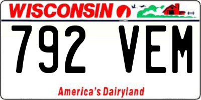 WI license plate 792VEM