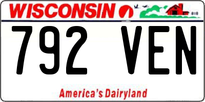 WI license plate 792VEN