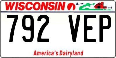 WI license plate 792VEP