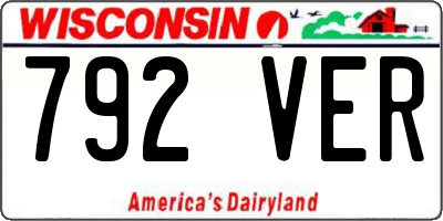 WI license plate 792VER