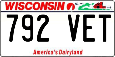 WI license plate 792VET