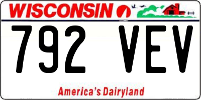 WI license plate 792VEV