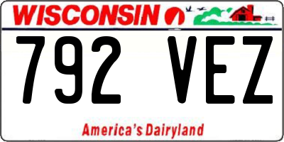 WI license plate 792VEZ
