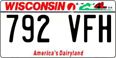 WI license plate 792VFH