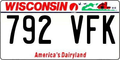 WI license plate 792VFK