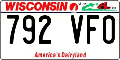 WI license plate 792VFO