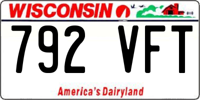 WI license plate 792VFT