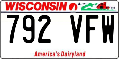 WI license plate 792VFW