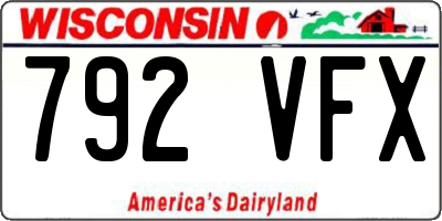 WI license plate 792VFX