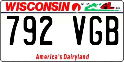 WI license plate 792VGB