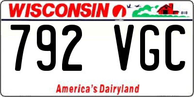 WI license plate 792VGC