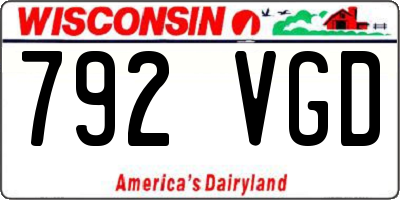 WI license plate 792VGD