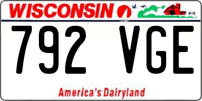 WI license plate 792VGE