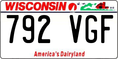 WI license plate 792VGF