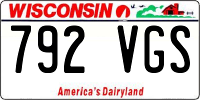 WI license plate 792VGS