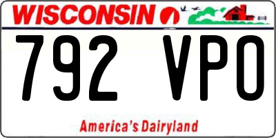WI license plate 792VPO