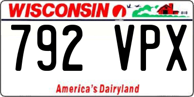 WI license plate 792VPX