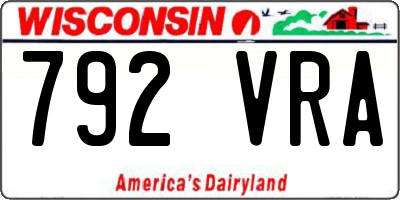 WI license plate 792VRA