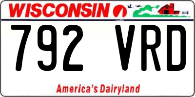 WI license plate 792VRD