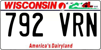 WI license plate 792VRN