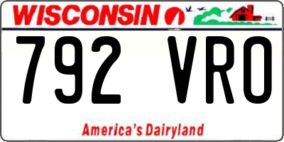 WI license plate 792VRO