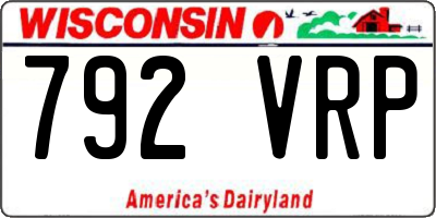 WI license plate 792VRP
