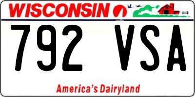 WI license plate 792VSA