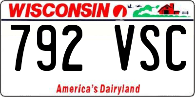 WI license plate 792VSC