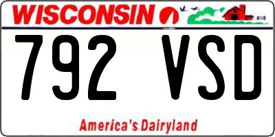 WI license plate 792VSD