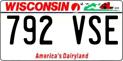 WI license plate 792VSE