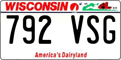 WI license plate 792VSG