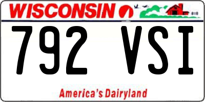 WI license plate 792VSI