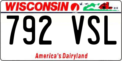 WI license plate 792VSL