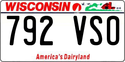 WI license plate 792VSO