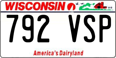 WI license plate 792VSP