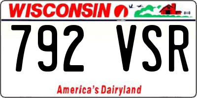 WI license plate 792VSR