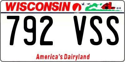 WI license plate 792VSS